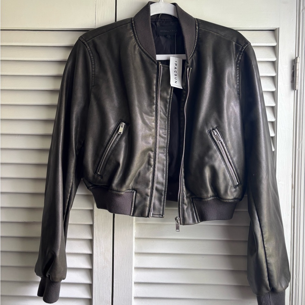 Kendall & Kylie Women's Leather Bomber Jacket